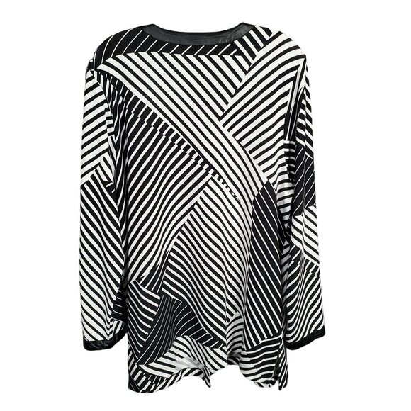 Chicos Easywear 3 Sz XL Cardigan Light Knit Single Button V-neck Art Deco Stripe - Picture 3 of 12